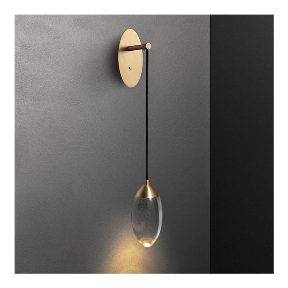 HPTHLY Post Drop Crystal Bedroom Wall Sconces Creative Led Wall Lights Fixture Home Decor Brass Hanging Wall Lamp For Bedside