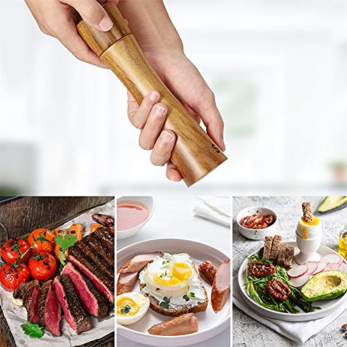 Salz und Pfeffermühle, 2 set Gewürzmühle aus Akazienholz, 8 Zoll Groβ pfeffermühle keramikmahlwerk mit Reinigungsbürste… - Image 8