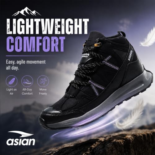 Image of ASIAN Everest W-21 Women's Trekking & Hiking Shoes | Durable Outdoor Footwear with Anti-Slip Outsole, Soft Cushion Comfort & Water-Resistant Upper | Ideal for Travel, Biking & Trails