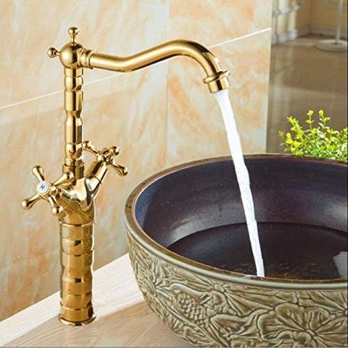 Kitchen Taps Faucet Basin Gold Brass Crane Bathroom Sink 360 Degree Swivel Double Handle
