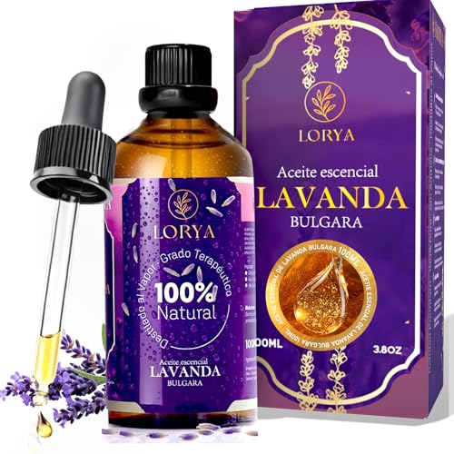 LORYA® Aceite Esencial Lavanda PREMIUM 100ml Con ALTA RELAJACIÓN | Lavanda 100% SIN DILUIR De BULGARIA | Aceites Esenciales | Aliviar El Estrés y Mejorar La Calidad Del Sueño