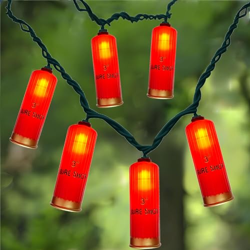 Konictom 8.5Ft Red Shotgun Bullet String Lights, 10 Red 3D Bullet Lights for Indoor Outdoor Use, Garden, Christmas Wreath, Mexican Holiday Party Decorations