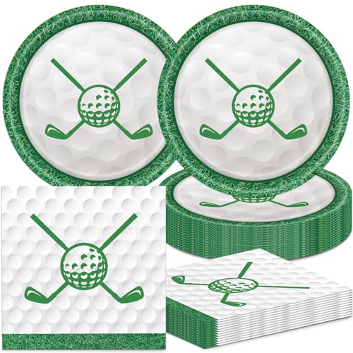 Golf Party Decorations Serve 20 Green Plates and Napkins for Kid Women Men Birthday Retirement Theme Party Supplies 40Pcs Golf Birthday Decorations