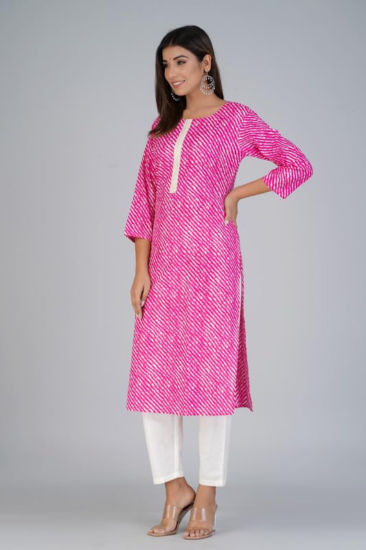 Image of Lehriya Lining Print Cotton Kurta | Elegant and Trendy Women's Ethnic Wear Kurti Kurti for Women