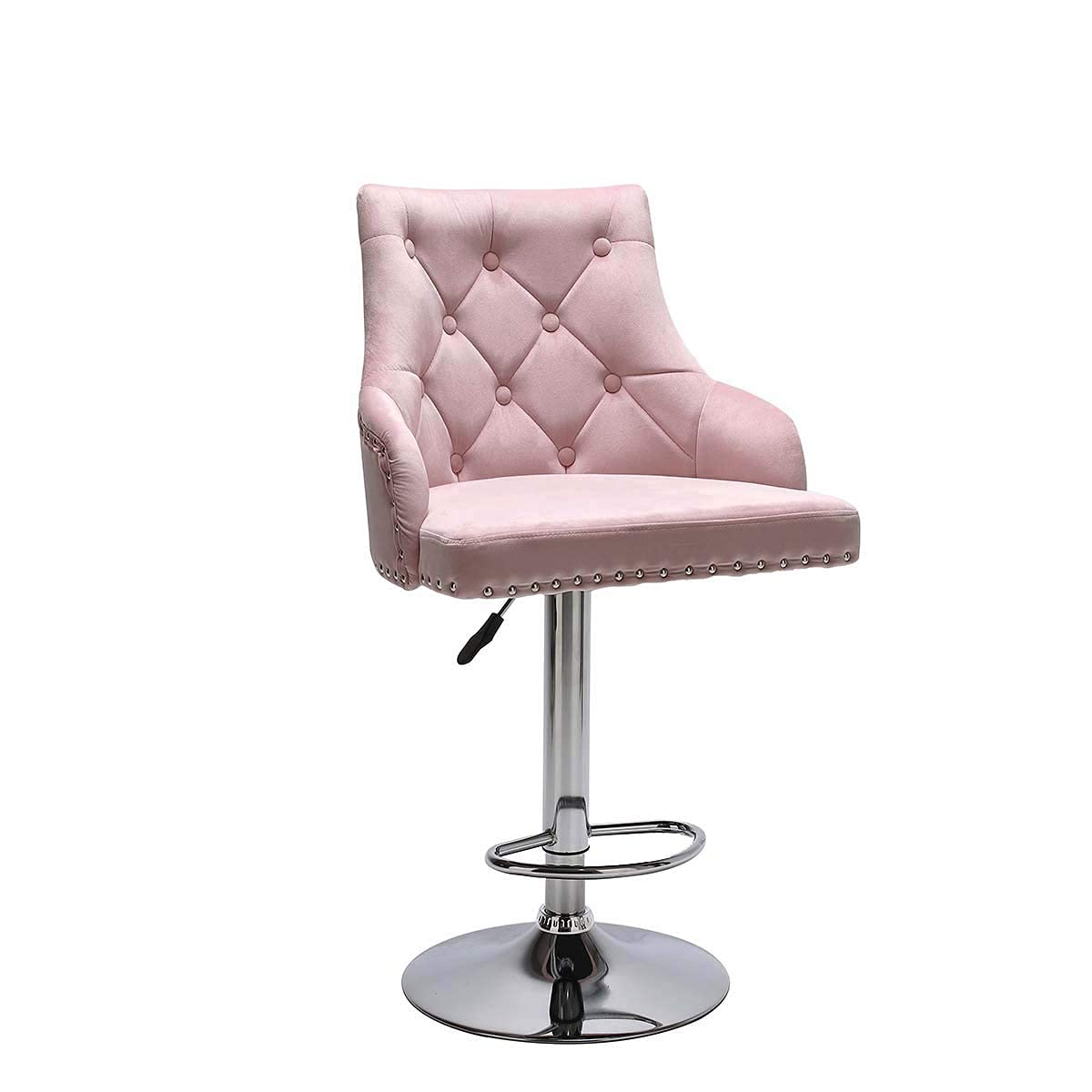 Tabouret de bar moderne en velours rose pour sublimer vos petits-déjeuners en cuisine