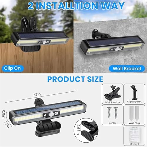 Éclairage solaire extérieur et lampe clip pour avertissement de cour