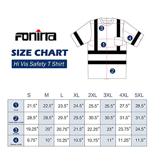 FONIRRA Hi Vis Safety T Shirt with Pocket for Men Work ANSI Class 2 Reflective Short Sleeve(Yellow,L)