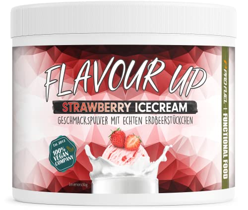 Geschmackspulver STRAWBERRY ICECREAM 250g - Leckerer Geschmack und Süße - nur 9 kcal pro Portion - Vielseitig einsetzbar für Lebensmittel & Getränke - Flavour Powder - FLAVOUR UP
