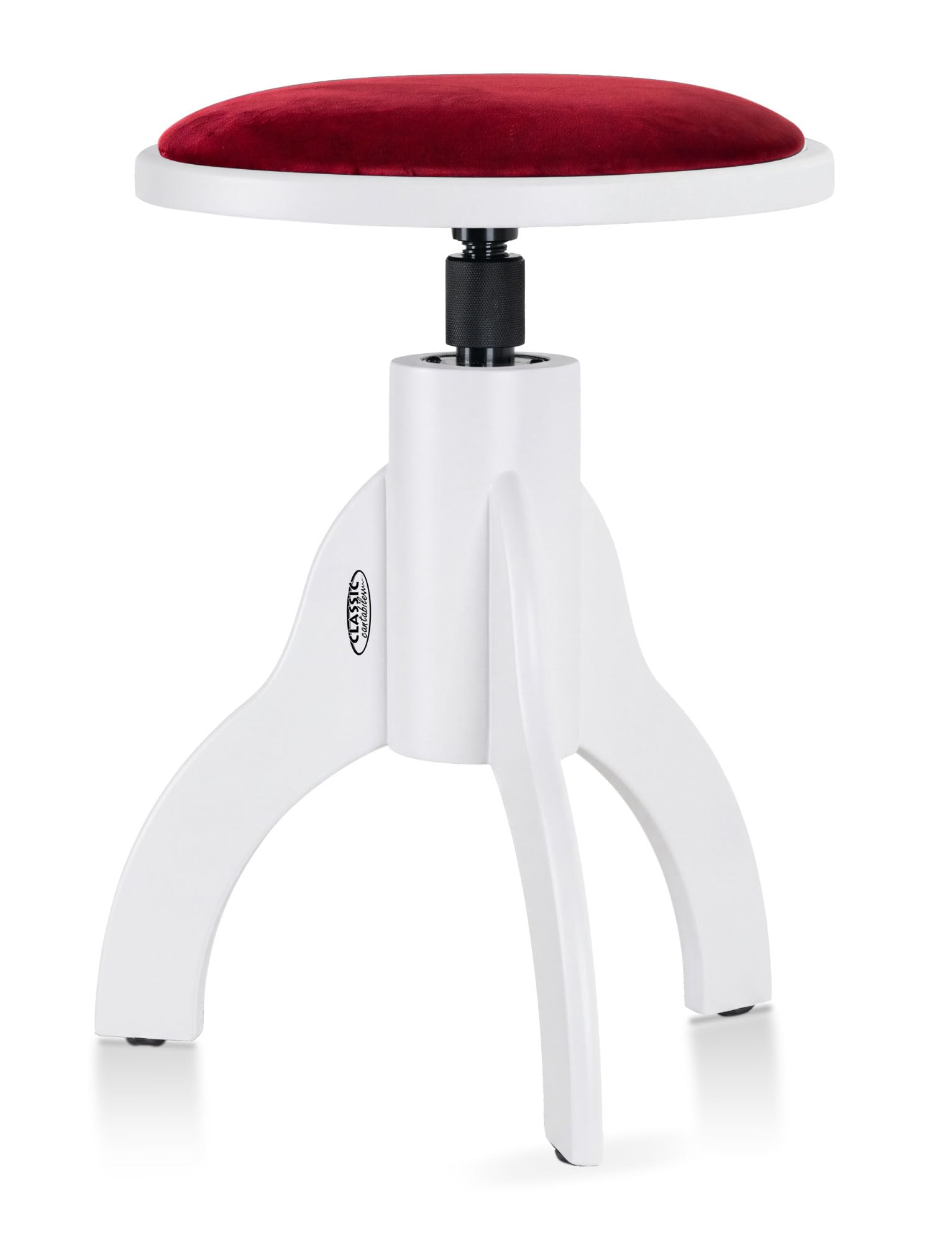 Classic Cantabile Tabouret De Piano Velours, 47-60 cm, Blanc Mat