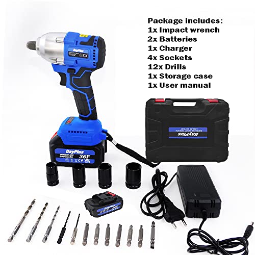 AUTOFU 420 N.m Bürstenloser Akku Schlagschrauber, Akku Bohrschrauber, Akkuschrauber 1/2 Zoll Vierkant mit 2x Akku… – Bild 8