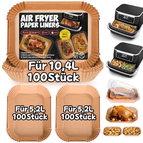 300 Stück Backpapier für Ninja Foodi Flexdrawer 10,4L Heißluftfritteuse Dual Zone, Zubehör für Ninja Foodi AF500EU AF500...