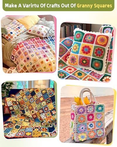 Image of Katech Crochet Kit for Beginners Adults with Step-by-Step Video Tutorials, 50 Granny Square Kit for Beginner Learn to Crochet, Crochet Starter Kit for Crocheter w / 12 Upgraded Yarn-Beginner Friendly