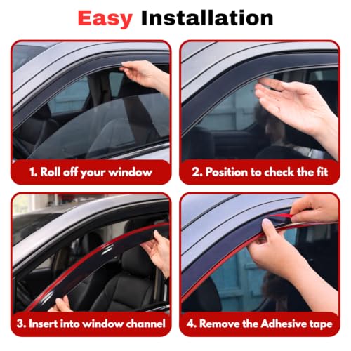 Image of KPY Rain Guards Fit for 2023-2026 Toyota Sequoia, in-Channel Window Visors Vent Wind Deflectors 4PC, Car Accessories for 23-26 Sequoia