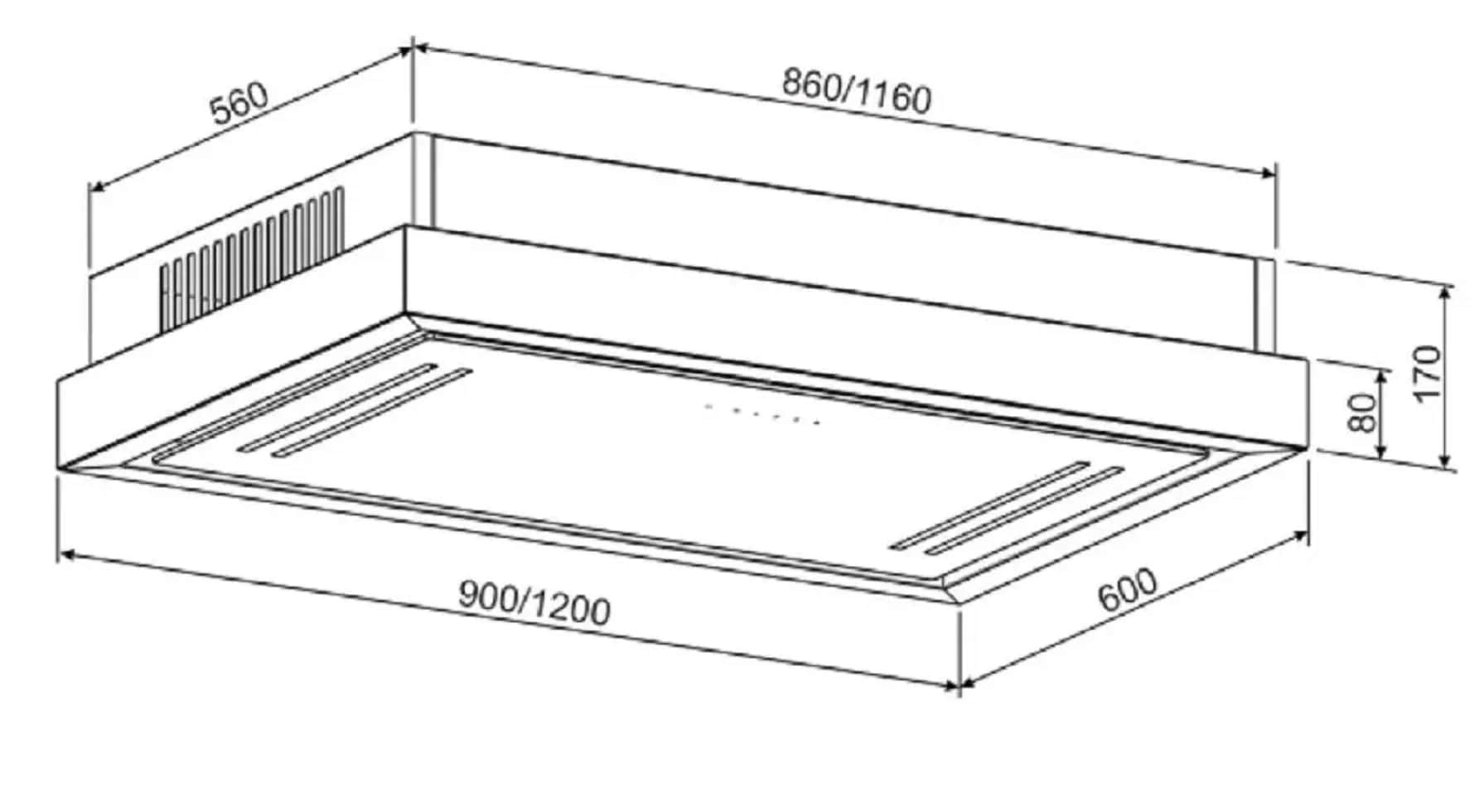 Deckenhaube GURARI GCH C 343 IS 120 BL PRIME Einbau Umluft Dunstabzugshaube 120 cm • Umlufthaube • Ionisierung • 1000 m³/h • Touch-Control • Fernbedienung