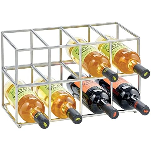 mDesign Stapelbar, geometrisch, freistehende Wasserflasche und Weinregal aus Metall für Küchenarbeitsplatten, Speisekammer Cover