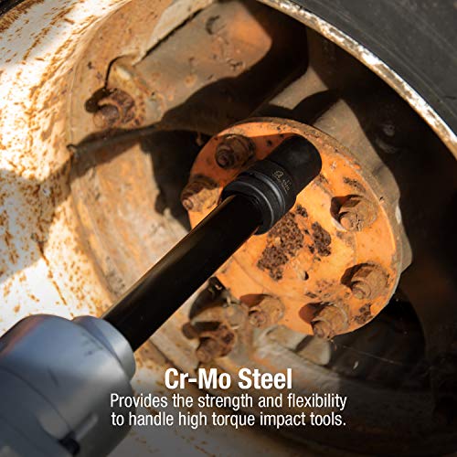 Sunex 5690A, 1 Inch Drive Heavy Duty Wheel Impact Socket Set, 10-Piece, Sae/Metric, Deep/Deep Thin Wall/Square/Controlled Depth, Cr-Mo Steel, Heavy Duty Storage Case #TOP3