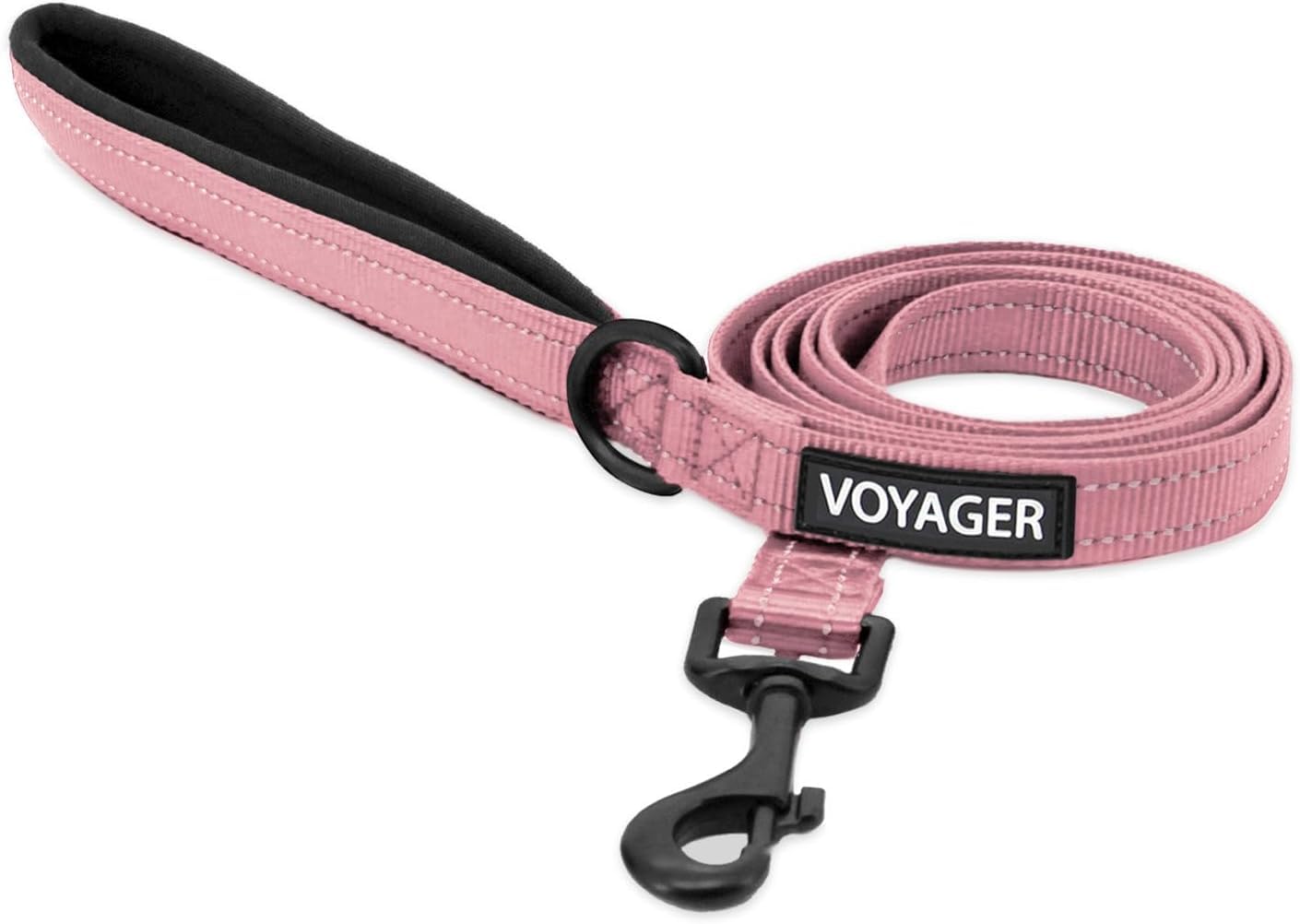 Voyager Reflective Dog Leash or Collar with Neoprene Handle, for Small, Medium, and Large Breed Puppies, Cute and Heavy Duty for Walking, Running and Training - Soft Pink (Leash), M
