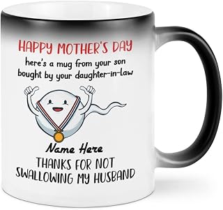 Lafine Personalized Mother-in-law Mug Thanks For Not Swallowing My Husband Happy Mothers Day From Your Daughter In Law Funny Custom Name Mug, Mom Gift Her, Color Changing, 11oz