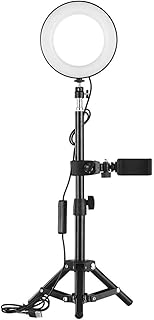 Samnuerly LED Ring Light 6 Inch LED Ring Light 3000-6000K 3 Light Modes Dimmable Brightness With Tripod Remote Control Phone Holder for Live Stream Makeup (Black,6 Inch)