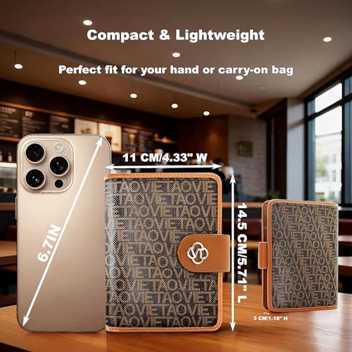 Image of Passport Holder for Travel, RFID Blocking Leather Airtag Wallet for Women Men, Large Passport Cover Essentials Gift, Tickets, Cash, Photo, Sim Card Pen Slot - Brown