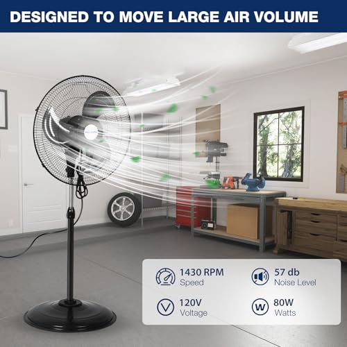 Image of BILT HARD 3900 CFM 18 inch High Velocity Pedestal Oscillating Fan, 3-Speed Heavy Duty Metal Standing Shop Fan with Aluminum Blades for Commercial, Residential, and Garage, UL Listed, 2 Pack