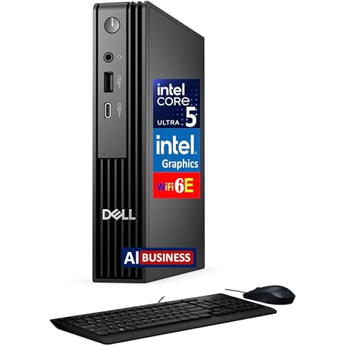Dell Pro Micro QCM1250 AI Business MFF Mini PC (Intel Ultra 5-235T, 16GB DDR5, 512GB PCIe SSD, WiFi 6E, Bluetooth 5.3, RJ-45, DP, HDMI, Win 11 Pro) (Replaces Optiplex)