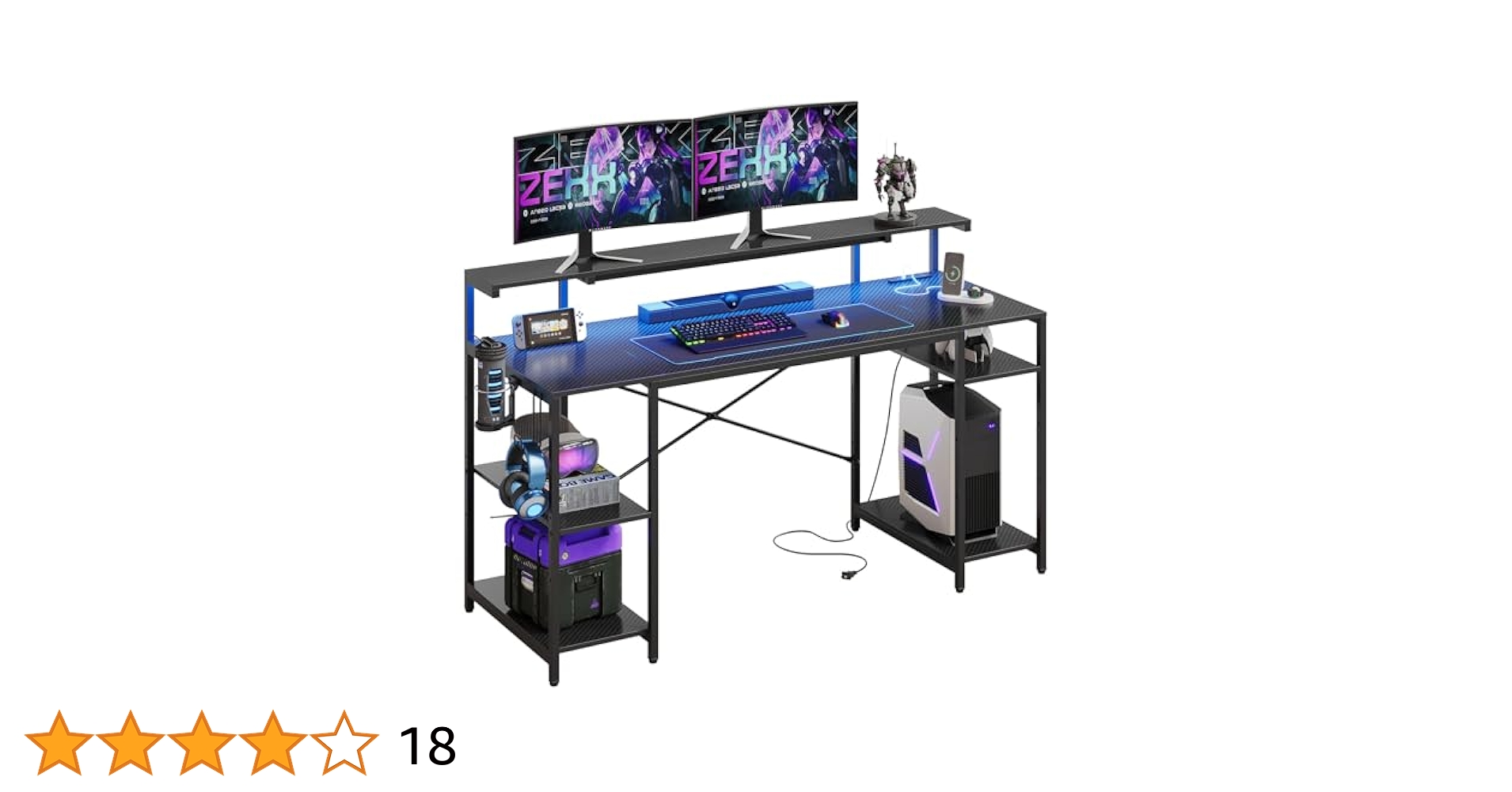 Amazon | Bestier ゲーミングデスク 幅140cm コンセント付き