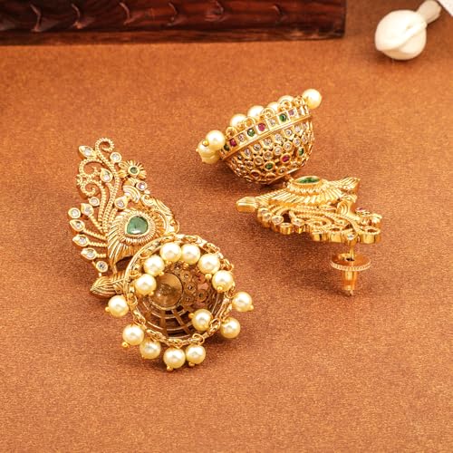 Image of Rubans Jhumka Earrings Gold Plated Stylish Traditional Trendy Jewellery Gift for Women & Girls