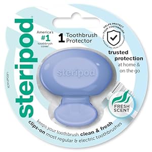 Steripod Protector de cepillo de dientes con clip, mantiene el cepillo de dientes fresco y limpio, se adapta a la mayoría de cepillos de dientes manuales y eléctricos, 1 unidad