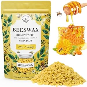 Beeswax pellets 2LB/5LB/10LB/20LB, VEGISHINE Pure and Natural Yellow Beeswax for DIY Skin Care, Lip Balm, Polishing, Lotion, Soap, Candle Making Supplies