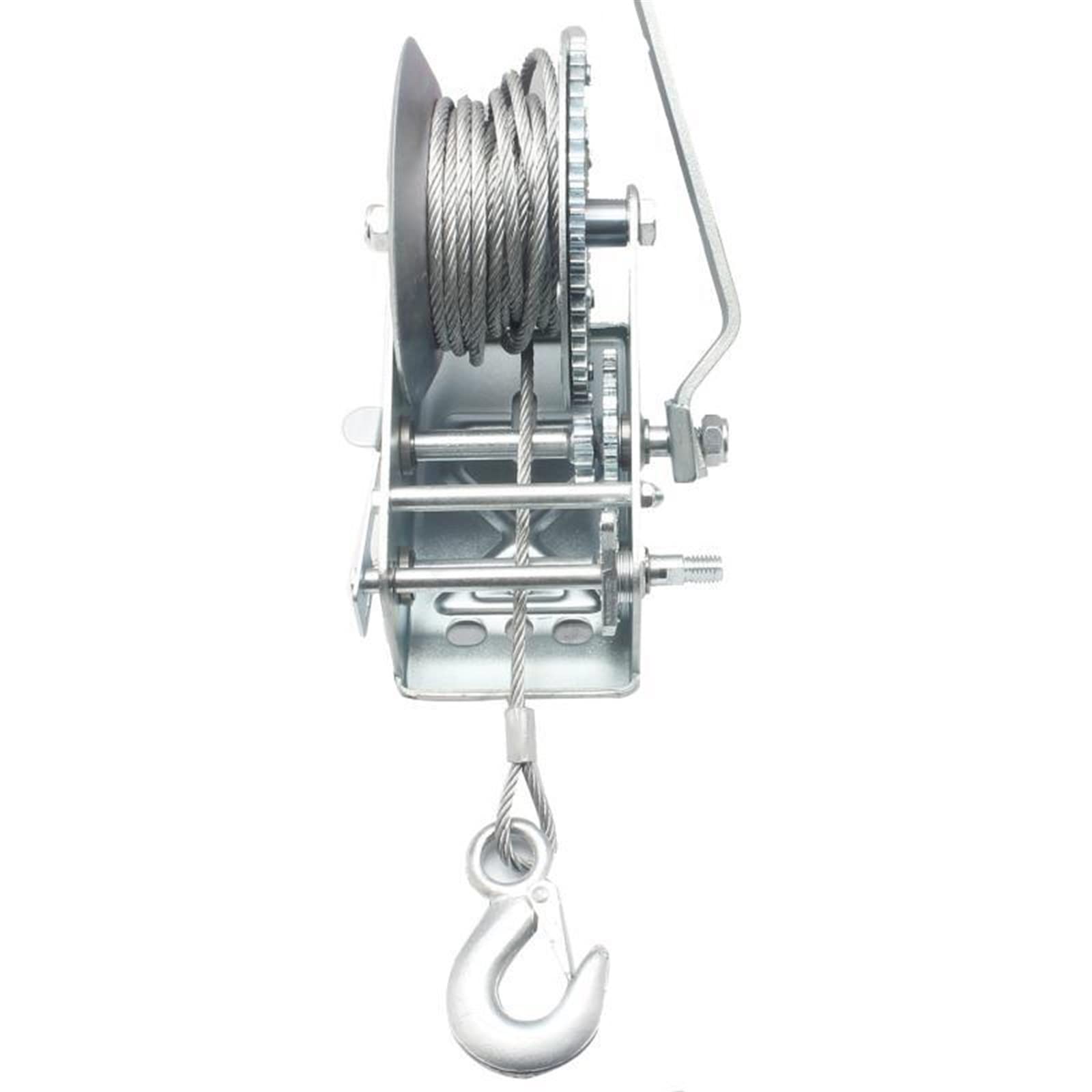 icVantA 3500Lbs Manual Winch Dual Gear Hand Winch Hand Crank Manual Boat ATV Rv Trailer 33Ft Cable Solid Wire Rope (Color : 1600 lb Wire Rope 8M) (2000lb Wire Rope 8M)