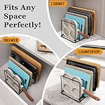 Space-Saving Kitchen Organizer Rack - 5-Slot Heavy-Duty Cutting Board and Bakeware Holder, Rust-Resistant with Anti-Slip Feet for Countertop or Cabinet Storage - 2 pack - Image 4