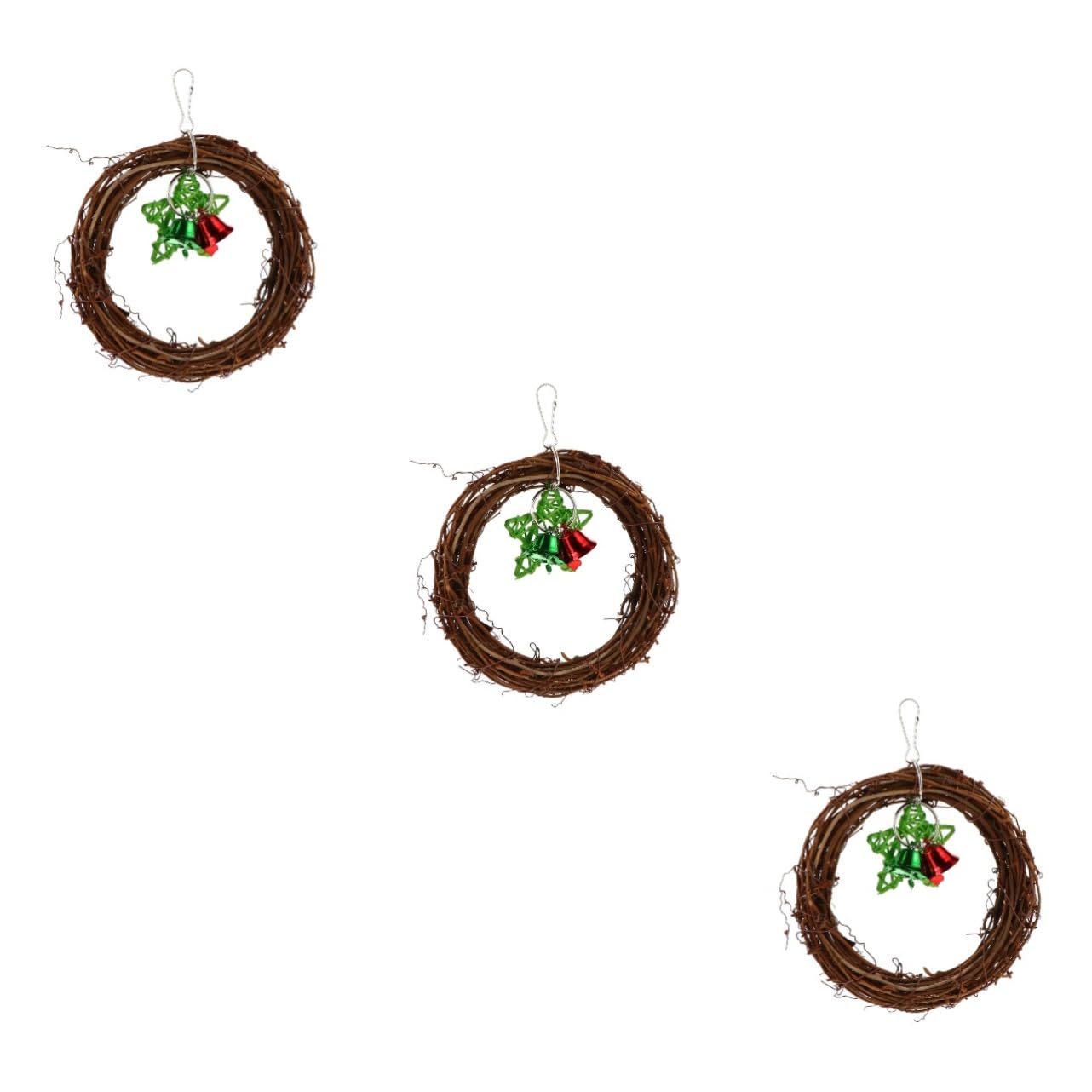 Beaupretty 3pièces Cage à Oiseaux avec Jouet Rattan pour Perruches Et Perroquets Balancement avec Cloches Et Décoration Murale Naturelle
