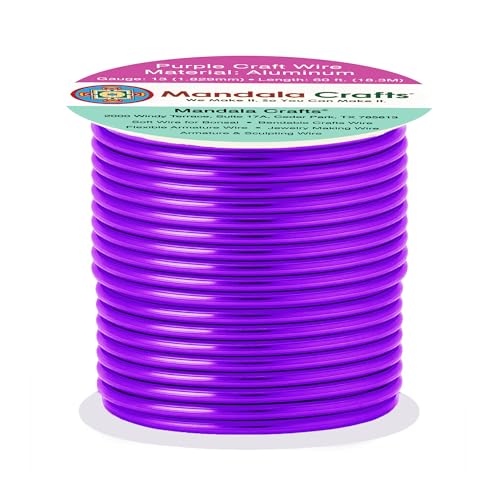 Image of Mandala Crafts 13 Gauge Purple Anodized Aluminum Craft Wire, 60 FT | Colored, Flexible, Bendable, for Bonsai, Armature, Sculpting, Wire Wrapping, Jewelry Making, Weather & Tarnish Resistant