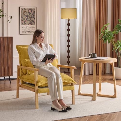 Sillón Chenille con almohada lumbar Amarillo miniatura 3