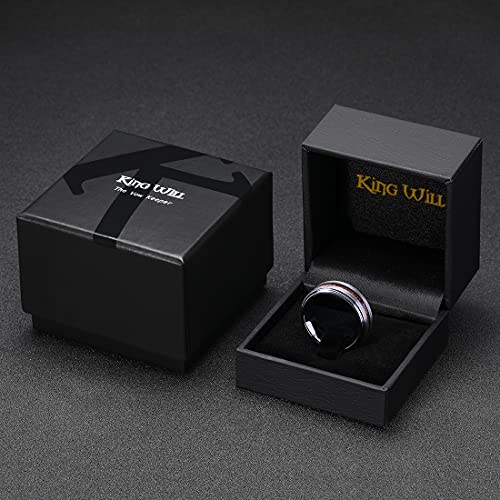 Image of King Will Nature Koa Wood Inlay Tungsten Carbide Wedding Ring 8mm Silver /Black /Gold /Green /Rose Gold /Blue Wedding Band for Men High Polished Anniversary Rings Comfort Fit Size 6-15