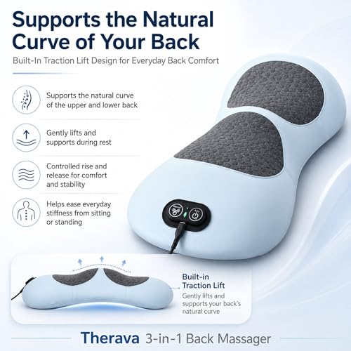 Image of Original Therava 3-in-1 Back Massager with Traction Lift, Heat, & Vibration Massage | Lower and Upper Back Relief and Muscle Relaxation