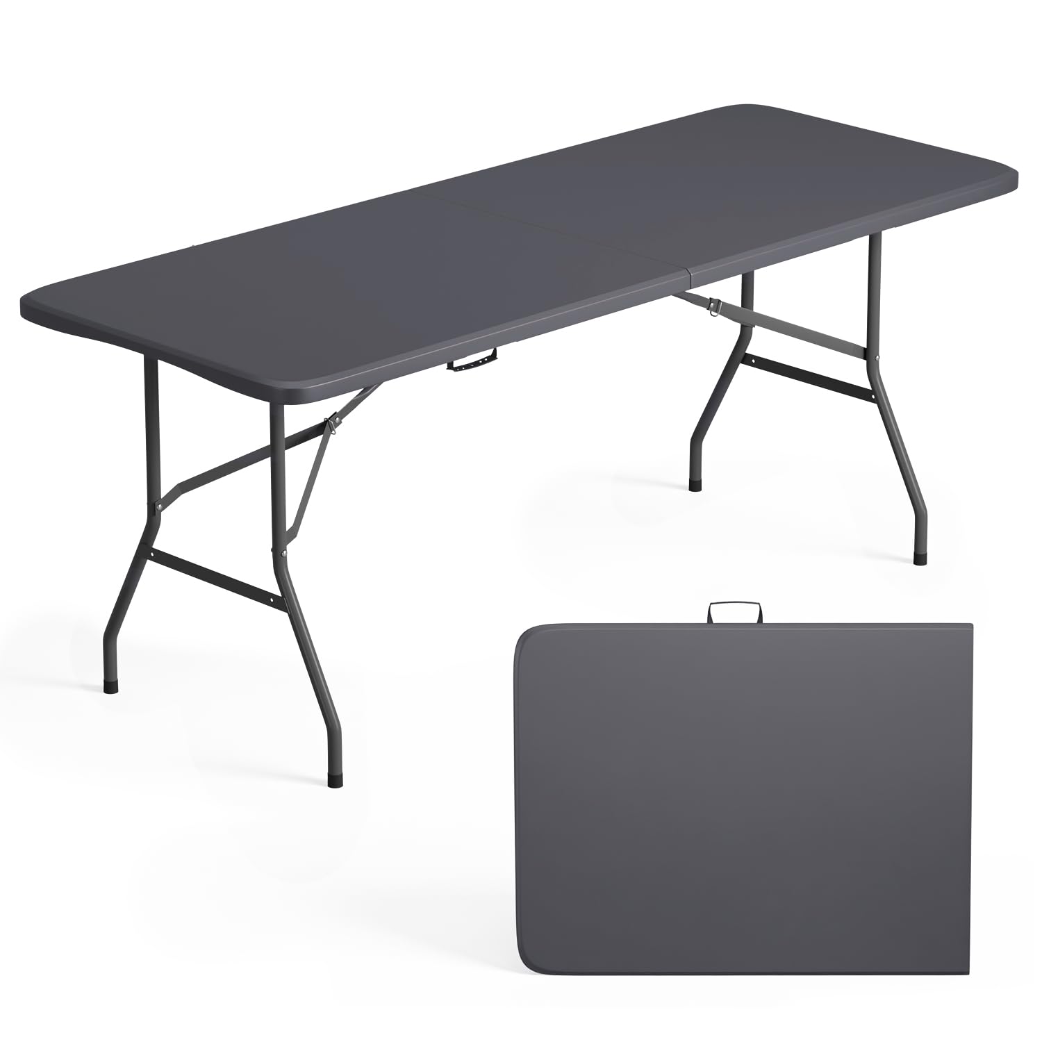 FDW | 6FT Folding Table | Grey | Portable Plastic Table