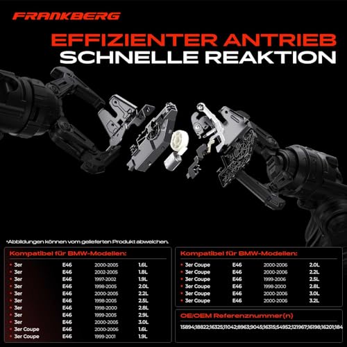 Frankberg 1x Heckklappenschloss 2-Polig Kompatibel mit E46 318 320 330 Coupe 1999-2006 E91 318 320 335 Kombi 2004-2012 E61 525 530 Kombi 2004-2010