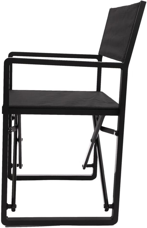 Benjara Metal Director Chair with X Shaped Braces, Set of 2, Black