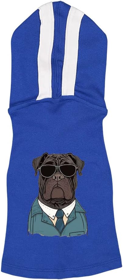 Creative Print Dog Shirt with Hoodie - Portrait Dog Hoodie - Police Dog Clothing - Royal White, M