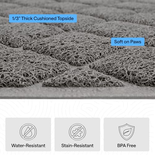 Image of Gorilla Grip Durable Cat Litter Mat (35x23), XL Jumbo, No Phthalate, Water Resistant, Traps Litter from Box & Cats, Scatter Control, Soft on Kitty Paws, Easy Clean Cat Mat (Gray)