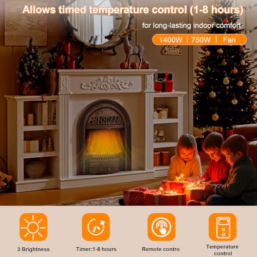 Image of 78 inch Electric Fireplace with Mantel, Electric Fireplace TV Stand White
