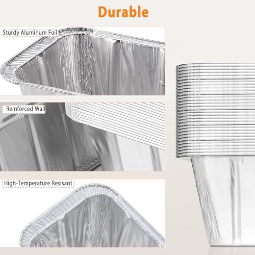 50 Pack Drip Pan Liners for Blackstone Griddle 36" 30" 28" 22" 17", a Cleaning Brush, Aluminum Disposable Grease Drip Cup Liners, Grease Catcher Trays,Griddle Accessories for Outdoor Cooking - 3