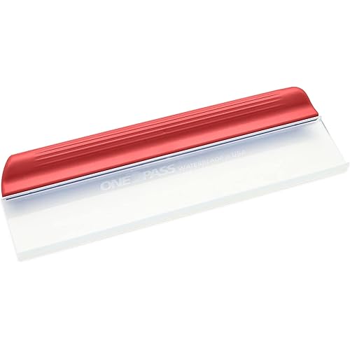 One Pass Classic 12" Waterblade Silicone T-Bar Squeegee Red - Made in USA (Red)