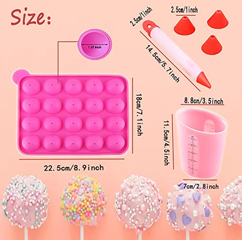 Cake Pop Maker Set - Silicone Lollipop Mold With Lollipop Sticks, Measuring Cup, Treat Bags, Twist Ties, Decorating Pen With 4 Piping Tips, Round Mold For Lollipop, Candy, Jelly, Ice And Chocolate #TOP1