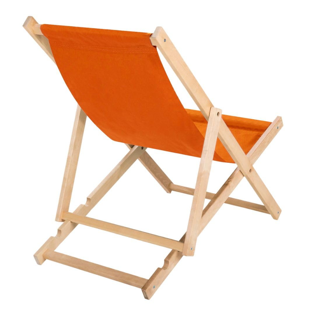 Tumbona de Madera Ajustable para Playa y Jardín Construcción Robusta y Sólida Material Práctico, sillas Plegables de Madera, Naranja