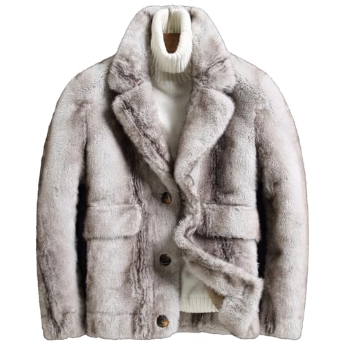 Men's Winter Faux Mink Coat, Open Front, Single Breasted, Notched Lapel, Reversible Design
