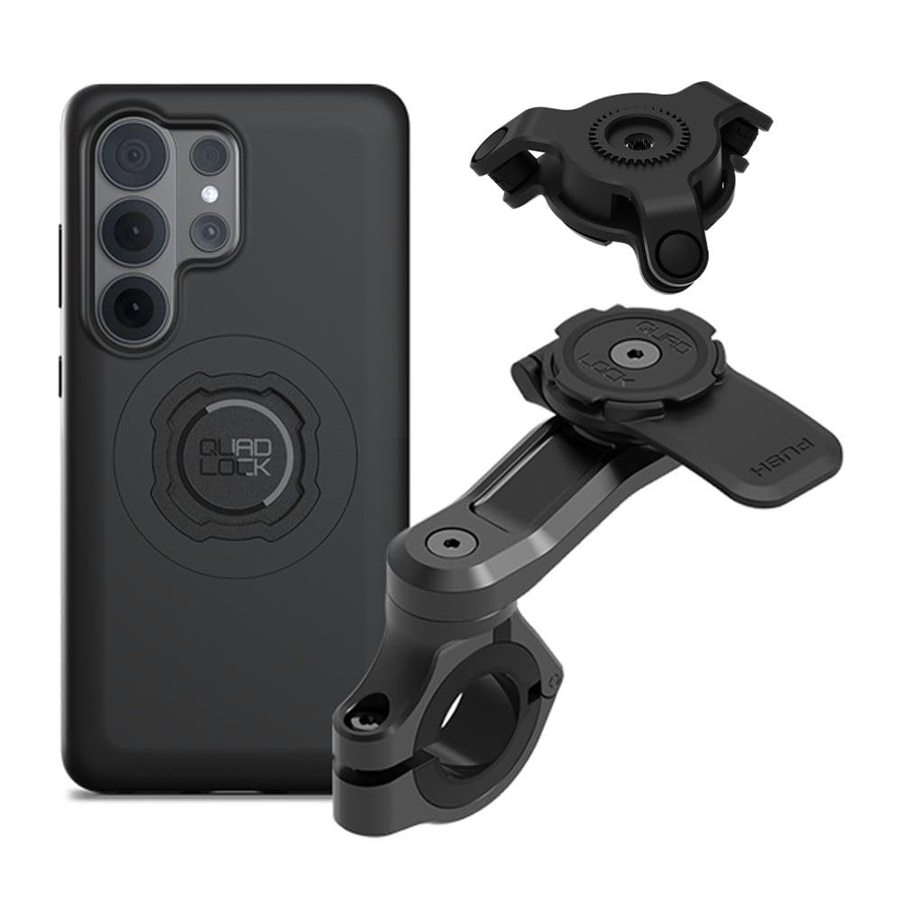 Quad Lock Motorcycle Handlebar Mount PRO Kit with Vibration Dampener and MAG Phone Case for Samsung Galaxy S26 Ultra