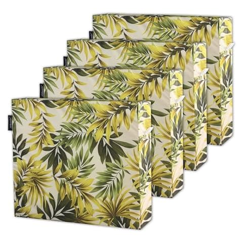 Joramoy Patio Cushion Covers 24×24×4 in - Waterproof Outdoor Seat Cushion Slipcovers Replacement Set of 4, Outdoor Chair Couch Cushion Covers for Patio Furniture with Zipper, Covers Only, Forest Leaf Cover